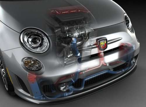 A look at the induction setup of the 2012 Fiat 500 Abarth