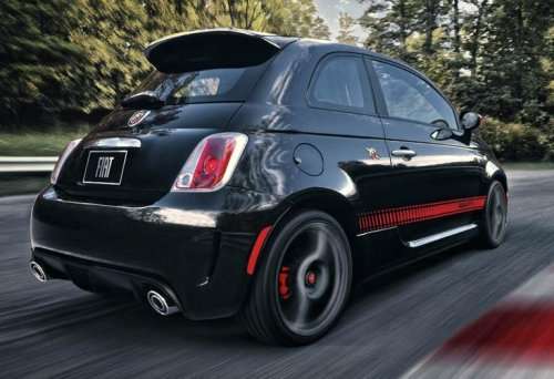 A look at therear end of the 2012 Fiat 500 Abarth