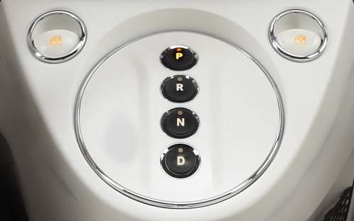 The shifter of the 2013 Fiat 500e 