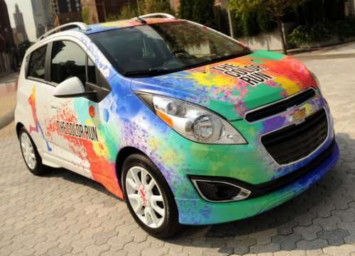 The Chevy Spark that will serve as the pace car for The Color Run.