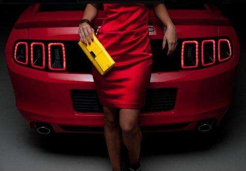 Dalena Henriques at the rear of the 2013 Ford Mustang GT