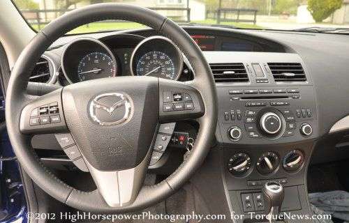 The dash of the 2012 Mazda 3i Grand Touring sedan