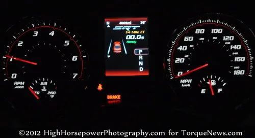 The driver's information display of the 2012 Dodge Charger SRT8