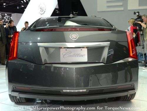 A rear view of the 2014 Cadillac ELR