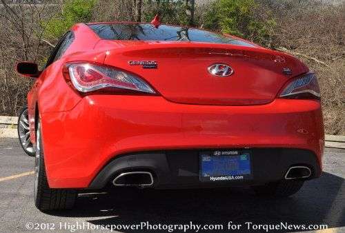 The back end of the 2013 Hyundai Genesis Coupe 3.8 R-Spec