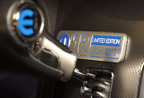 The unique shifter and serial plaque of the new Mopar '12