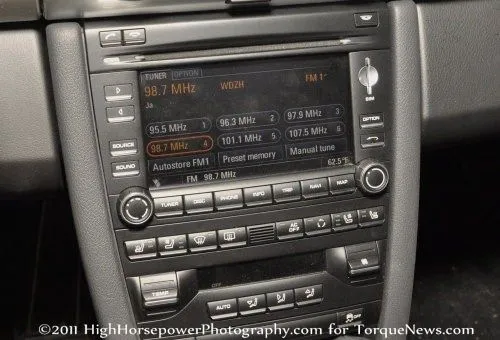 A closer look at the center stack of the 2012 Porsche Boxster S