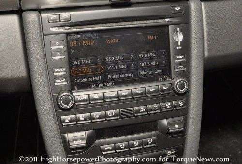 A closer look at the center stack of the 2012 Porsche Boxster S