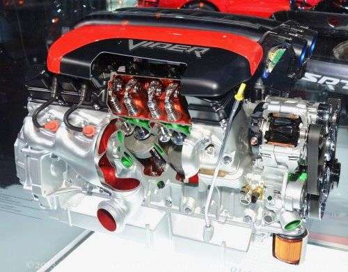 The V10 engine of the 2013 SRT Viper GTS
