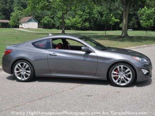 The 2013 Hyundai Genesis Coupe 3.8 R-Spec from the side