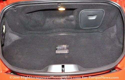The rear cargo area of the 2012 Porsche Boxster S 