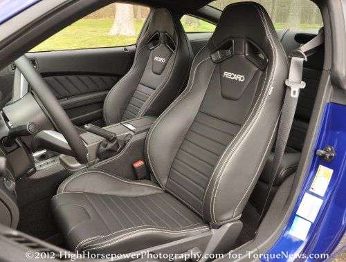 The Recaro seats of the 2013 Ford Mustang GT Premium Coupe