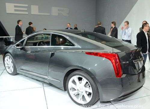 A rear corner view of the 2014 Cadillac ELR