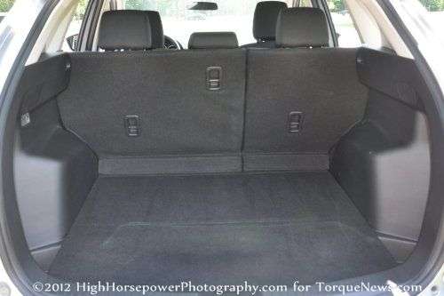The rear cargo area of the 2013 Mazda CX5 Sport