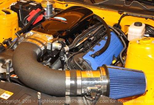 The engine of the 2013 Ford Racing Mustang Boss 302SX