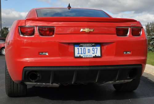 The back end of the standard production Chevrolet Camaro SS.