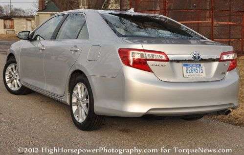 The back end of the 2012 Toyota Camry Hybrid XLE