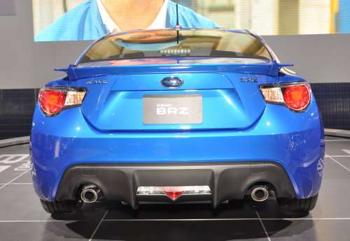 The rear end of the production Subaru BRZ 
