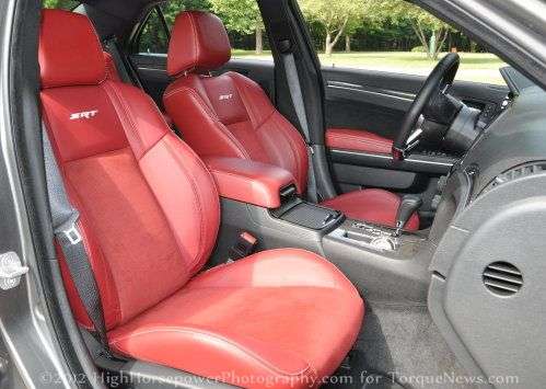 The front seats of the 2012 Chrysler 300C SRT8