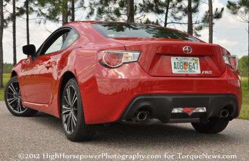 The rear end of the 2013 Scion FR-S