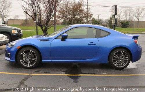 The side profile of the Subaru BRZ caught in the wild