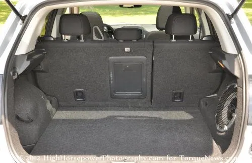 The rear cargo area of the 2012 Mitsubishi Outlander Sport SE AWC