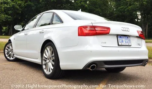 The 2012 Audi A63.0 Prestige Quattro from the rear