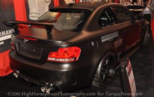 The back of the BMW 1 Series M Coupe known as The Black Knight