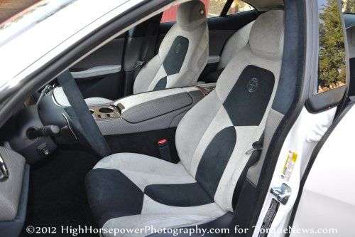 The front seats of the Fisker Karma EcoChic
