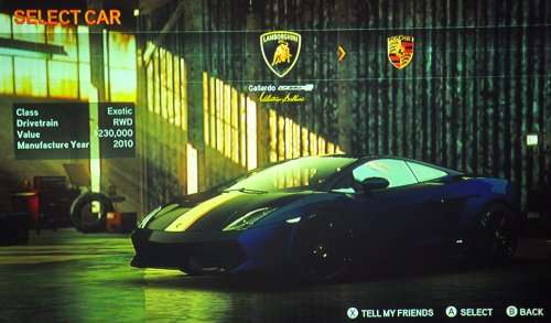 The Lamborghini Galardo LP550-2 from the demo of Need for Speed: The Run