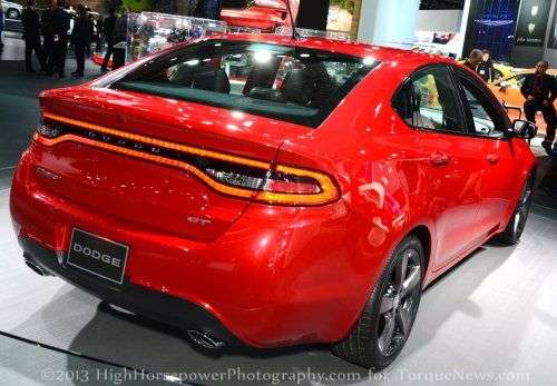 The rear end of the 2013 Dodge Dart GT 