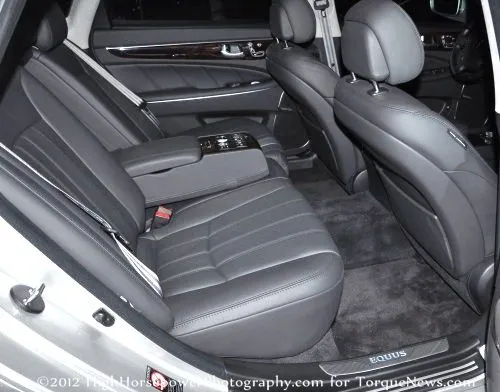 The rear seats of the 2012 Hyundai Equus Signature