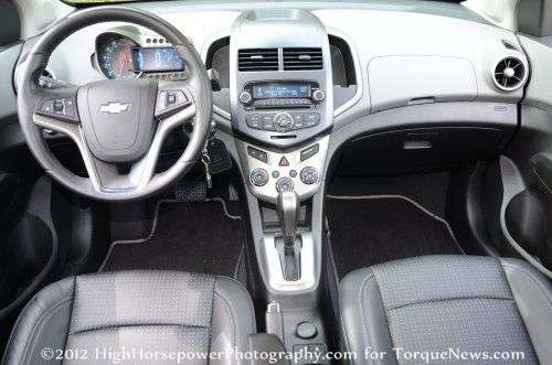The dash area of the 2012 Chevrolet Sonic LTZ 5-Door Turbo