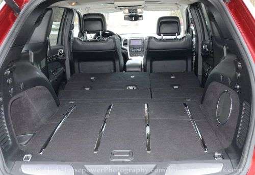 The expanded rear cargo area of the 2013 Jeep Grand Cherokee SRT8