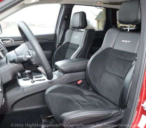 The front seats of the 2013 Jeep Grand Cherokee SRT8
