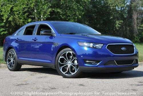 The 2013 Ford Taurus SHO front corner shot