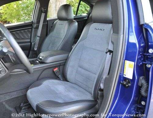 The front seats of the 2013 Ford Taurus SHO