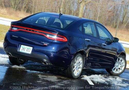 The rear end of the 2013 Dodge Dart Limited
