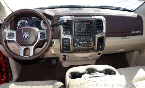 The dash of the 2013 Ram 1500 Laramie Crew Cab 4x4