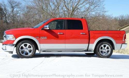 The side profile of the 2013 Ram 1500 Laramie Crew Cab 4x4