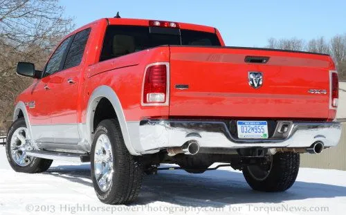 The back end of the 2013 Ram 1500 Laramie Crew Cab 4x4