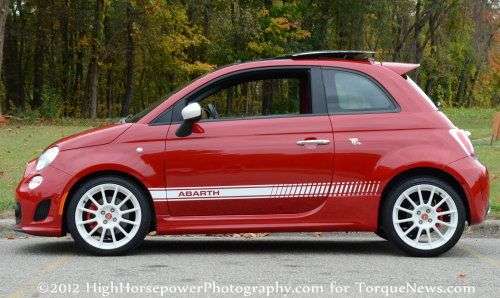 The side profile of the 2012 Fiat 500 Abarth