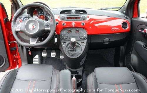 The interior of the 2012 Fiat 500 Abarth