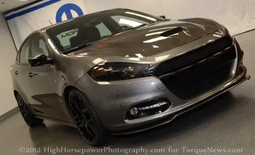 The 2013 Dodge Dart Carbon Fire front end