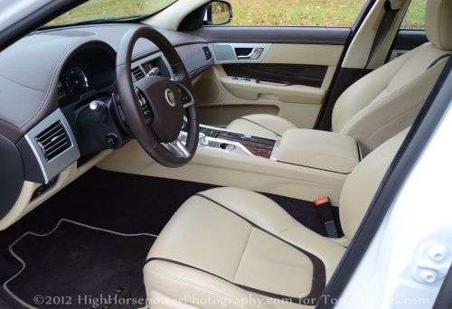 The front interior of the 2012 Jaguar XF Supercharged