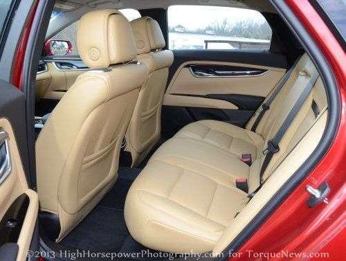 The rear seats of the 2013 Cadillac XTS AWD Premium 