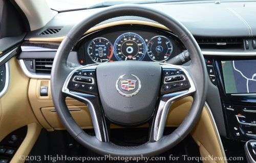 The steering wheel of the 2013 Cadillac XTS AWD Premium 