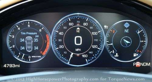 The TFT gauge cluster of the 2013 Cadillac XTS AWD Premium 