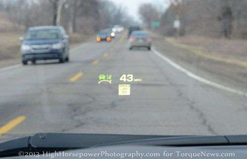 The heads up display of the 2013 Cadillac XTS AWD Premium 
