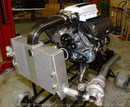 The engine of the Ford Racing Twin Turbo Cobra Jet Concept